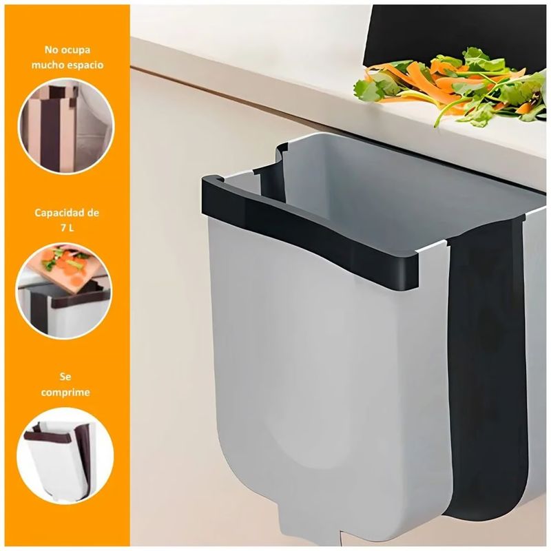 GENERICO - Tacho de Basura Plegable para Cocina Papelera Plomo