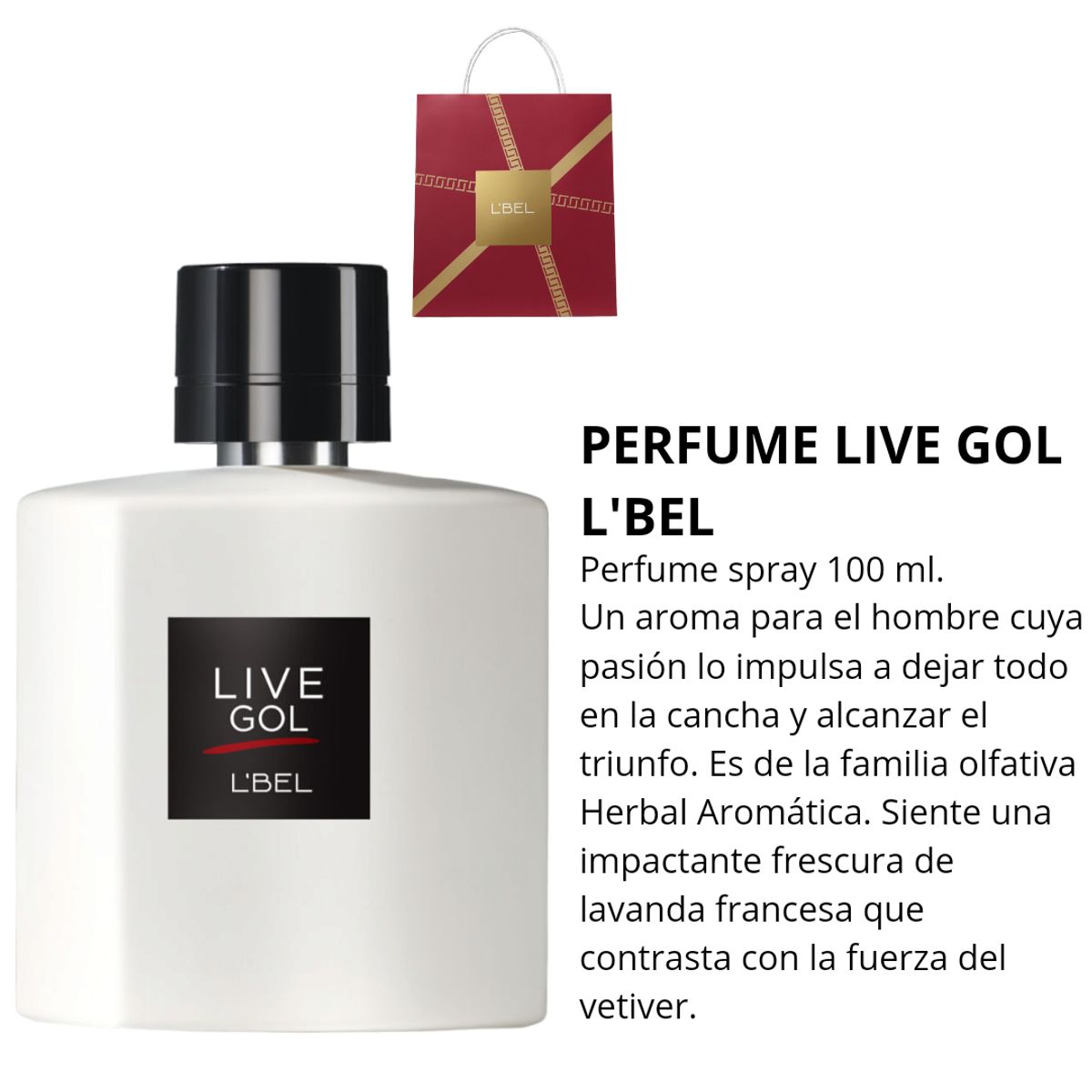 LBEL - Perfume live gol lbel spray 100 ml herbal aromático + bolsa de regalo