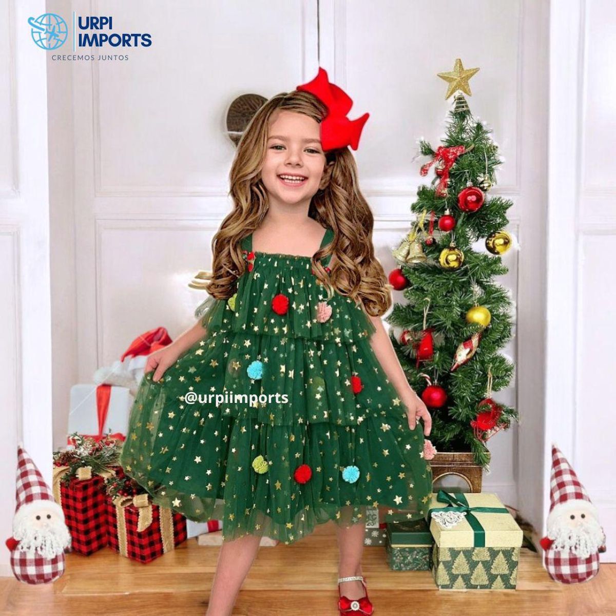 GENERICO - VESTIDO BEBE NAVIDAD - DISEÑO DE ARBOLITO DE NAVIDAD