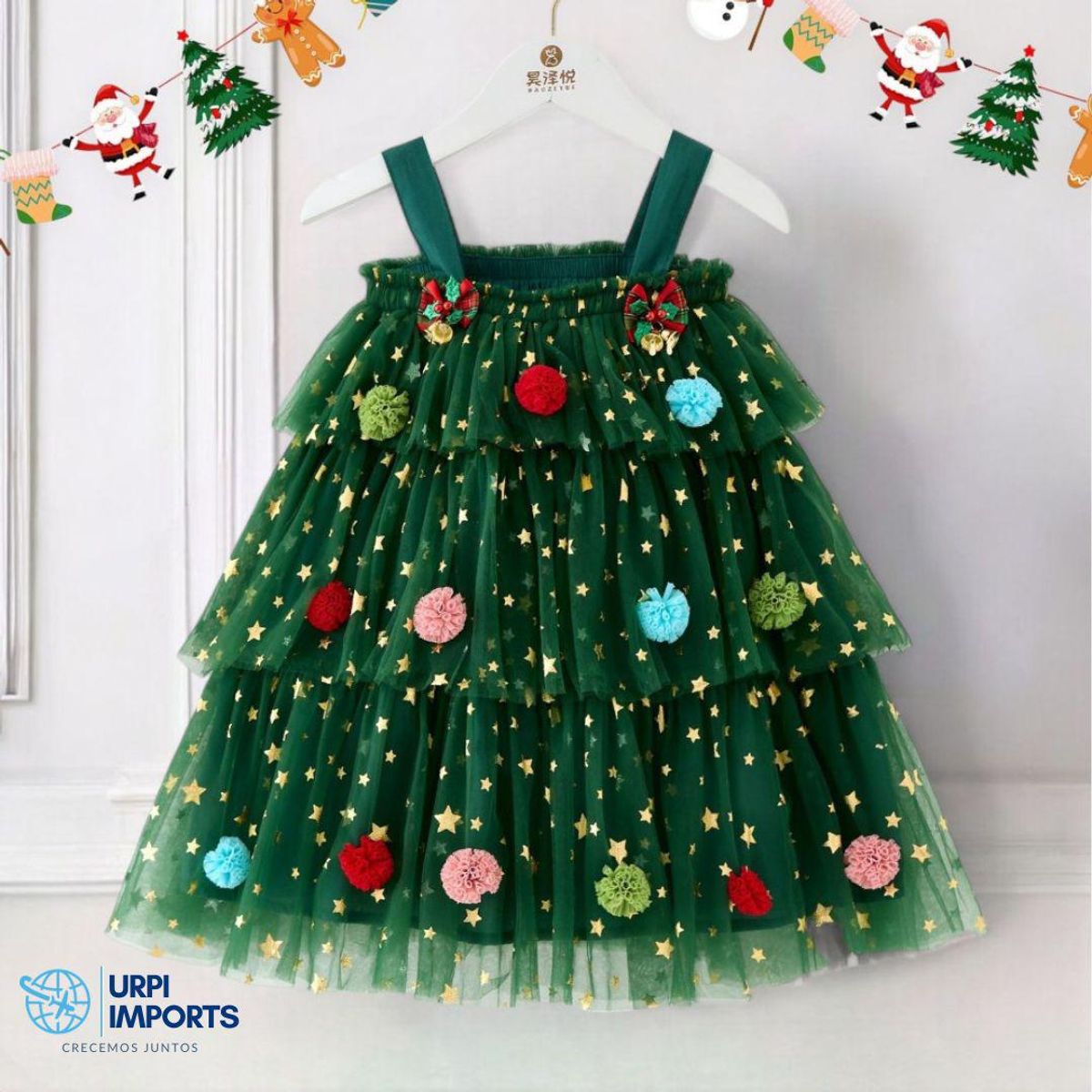 GENERICO - VESTIDO BEBE NAVIDAD - DISEÑO DE ARBOLITO DE NAVIDAD