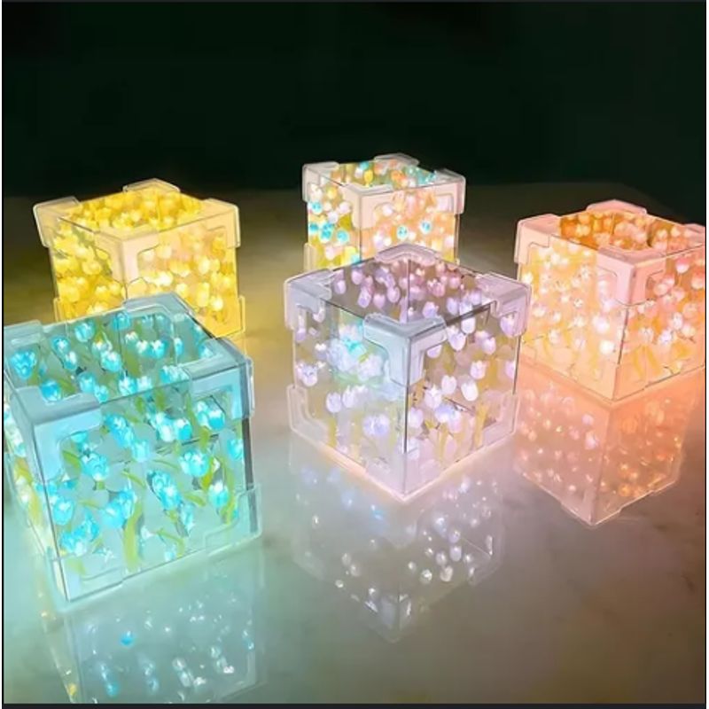 GENERICO - CUBO LÁMPARA DE TULIPANES INFINITO