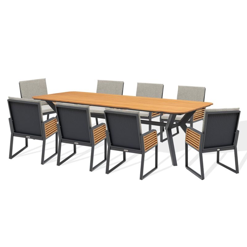 FRITECSA - Juego De Terraza Comedor Jardín De Madera Teca 8 Personas Modelo: LEAF 8