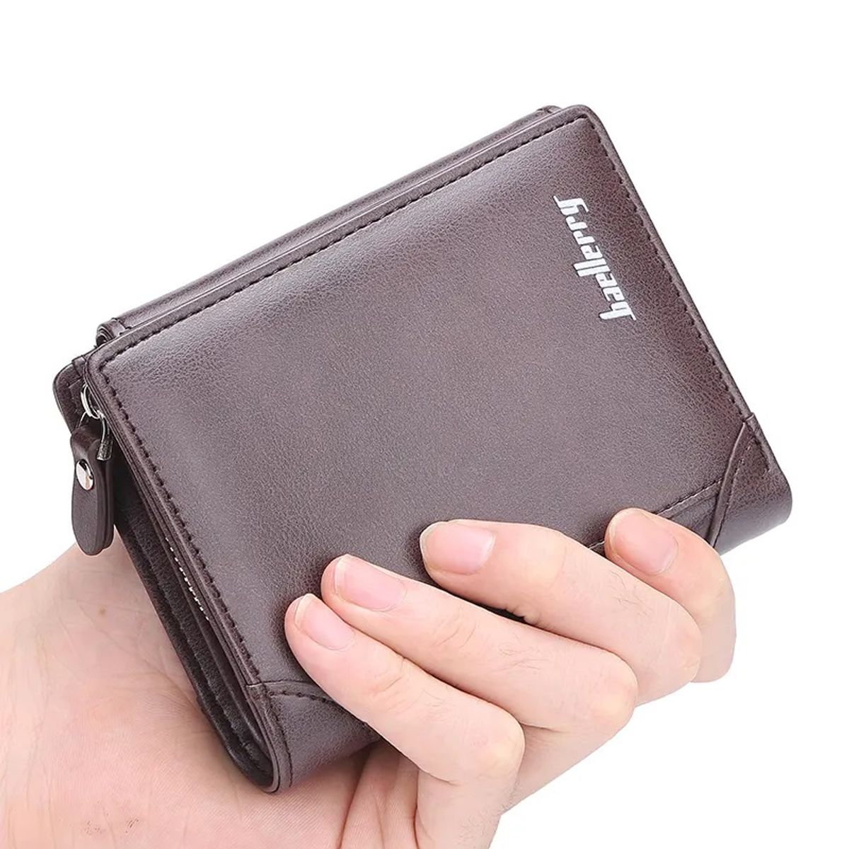 BAELLERRY - Billetera Baellerry 3 Cuerpo Hombre PU Monedero con Cremallera en Caja