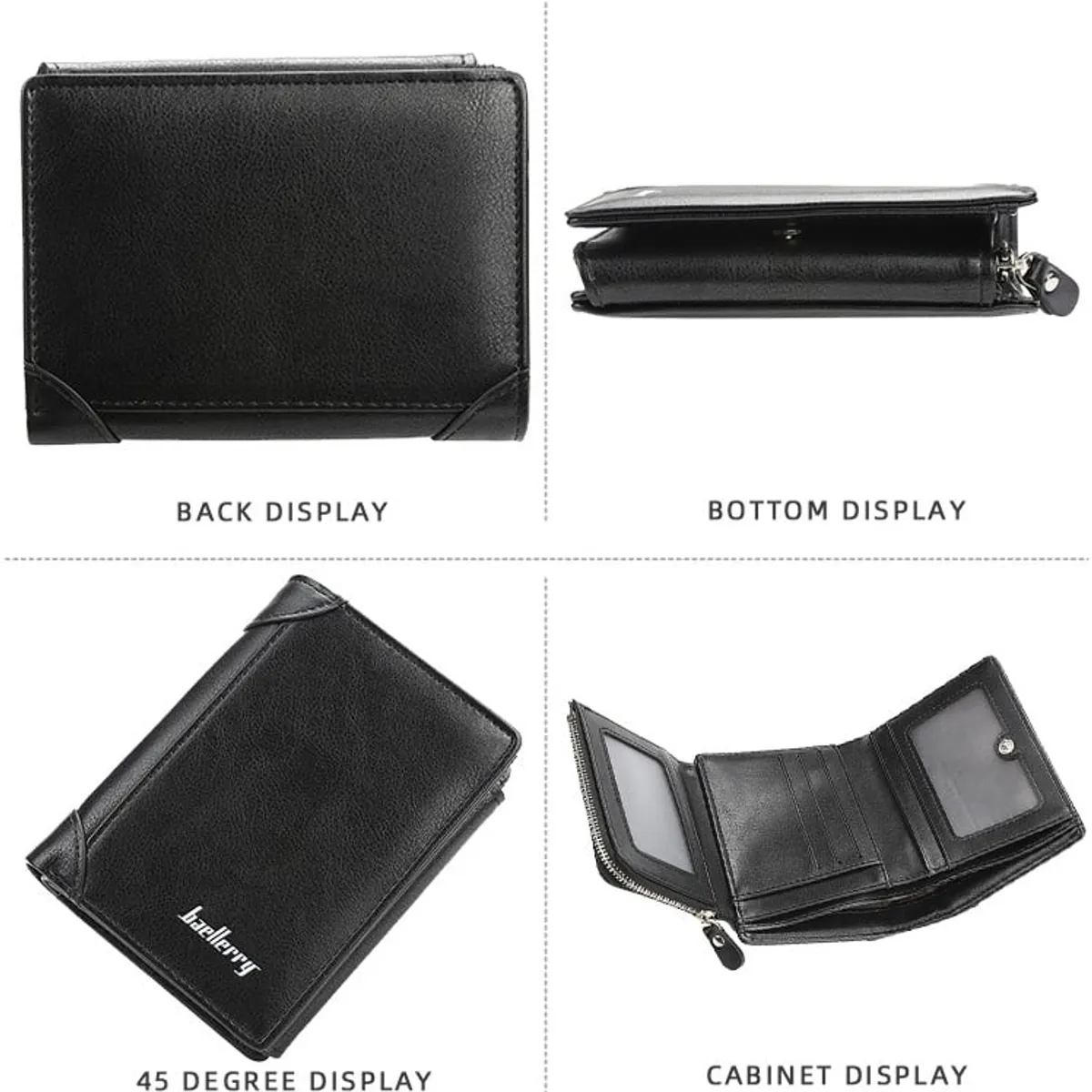 BAELLERRY - Billetera Baellerry 3 Cuerpo Hombre PU Monedero con Cremallera en Caja