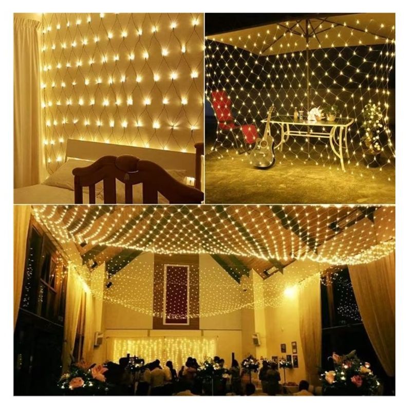 GENERICO - Malla Luces Led Decoración Navidad Cálida 1.2 MT X 1.2MT