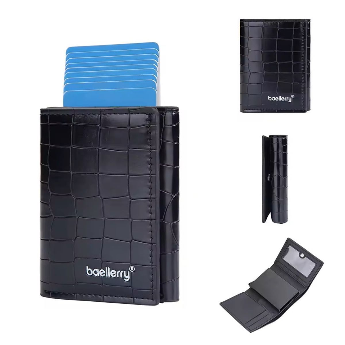 BAELLERRY - Billetera Baellerry Cocodrilo Hombre RFID Tarjetero Billetes