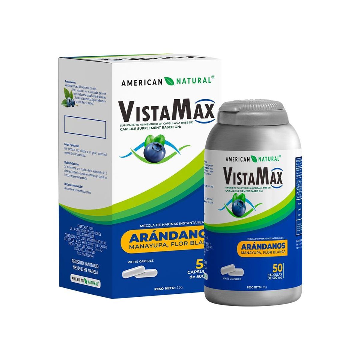 GENERICO - Vistamax 500mg American Natural Salud Ocular 50 Capsulas
