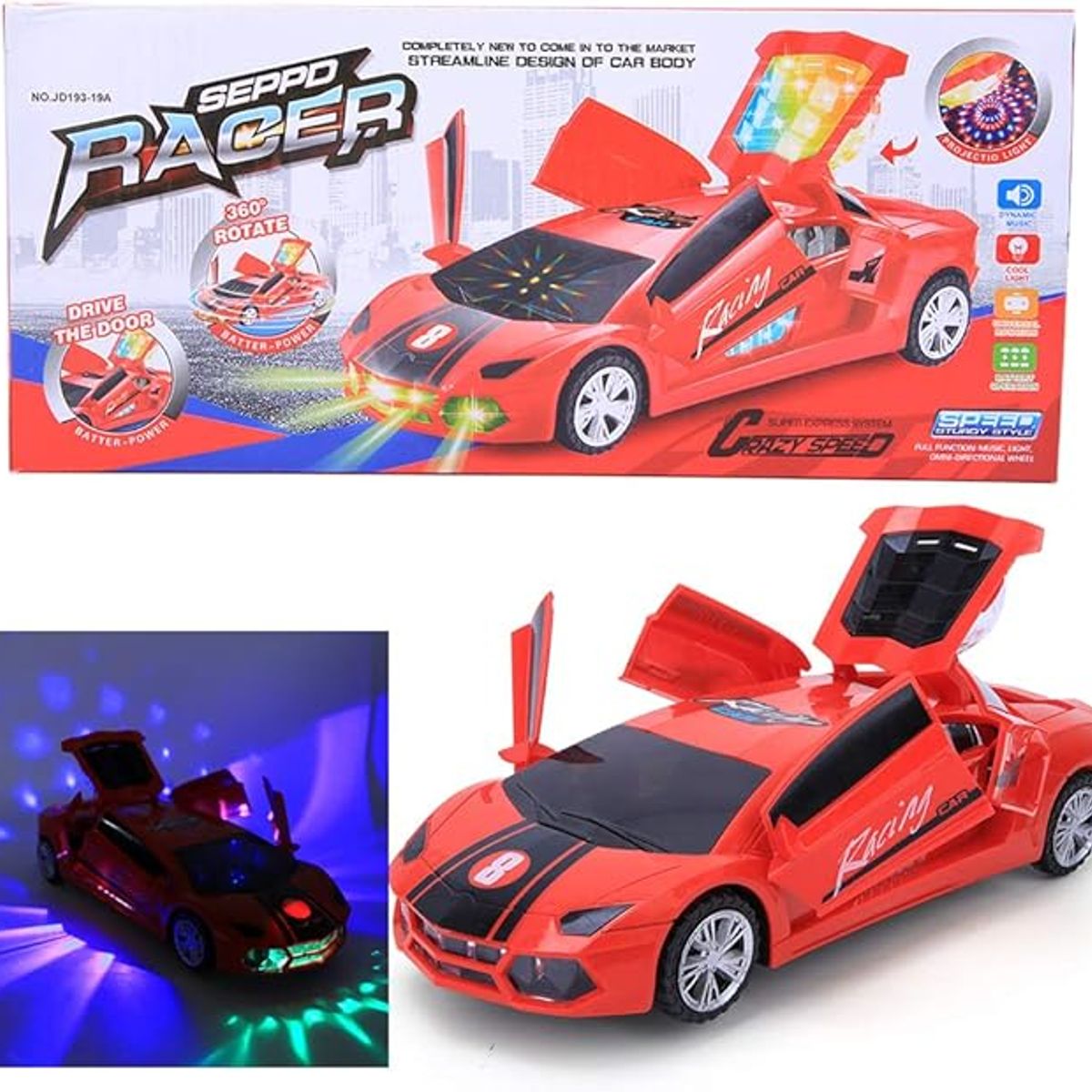 GENERICO - Juguete Auto Luces Led Incorporadas Eléctricas Giratorio