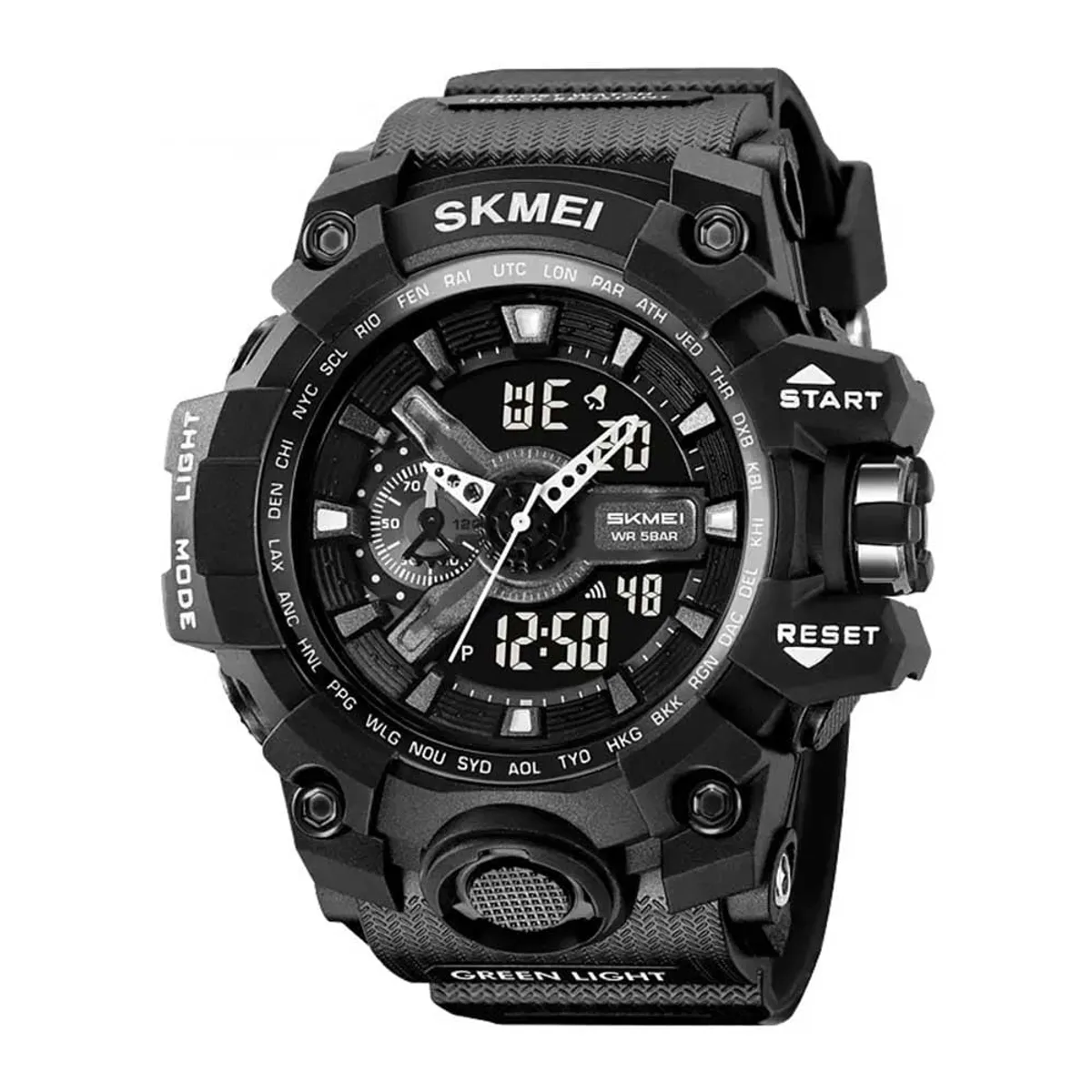 SKMEI - Reloj Skmei 2396 Hombre Dual Deportivo con Cronómetro y LED - Negro