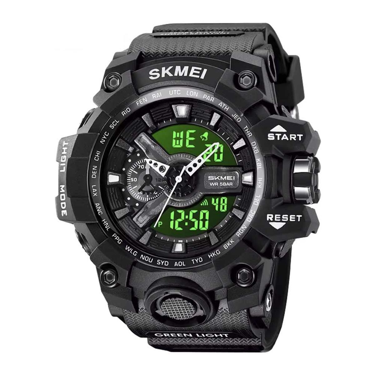 SKMEI - Reloj Skmei 2396 Hombre Dual Deportivo con Cronómetro y LED - Negro