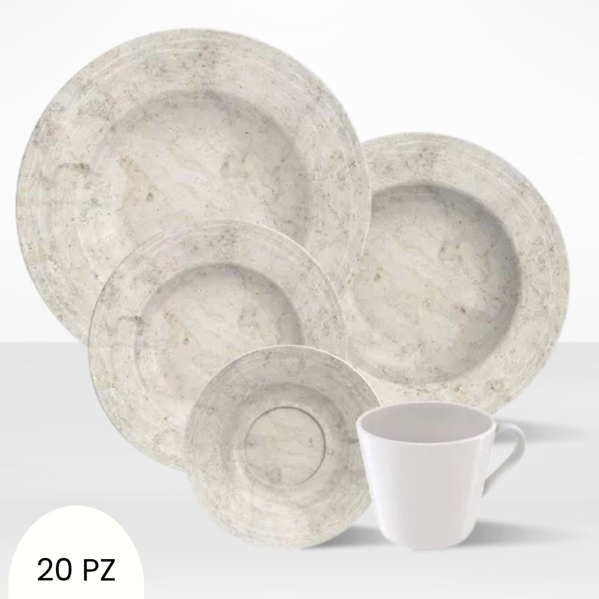 TRAMONTINA - Juego de Vajilla X20 Piezas Travertino Tramontina