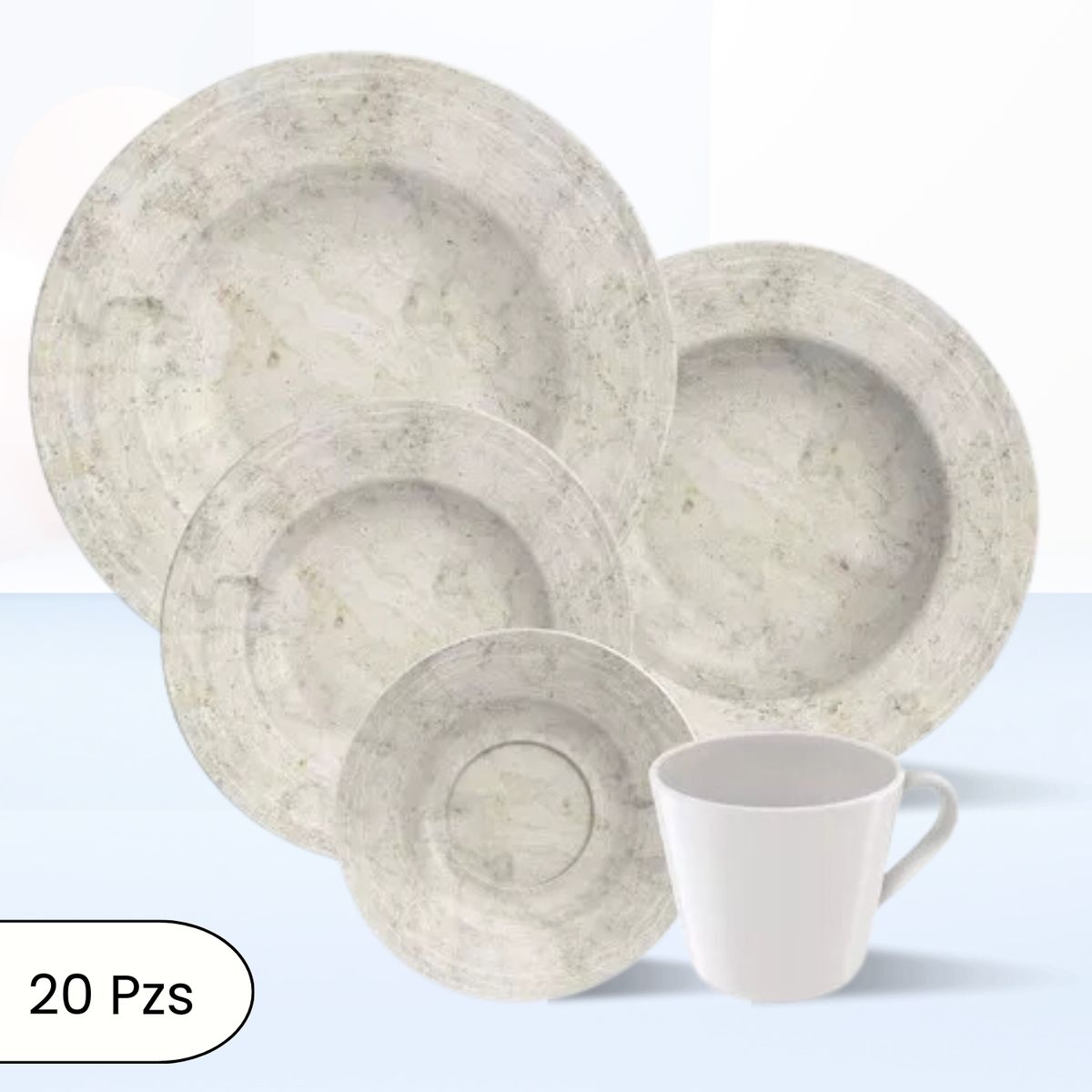 TRAMONTINA - Juego de Vajilla X20 Piezas Travertino Tramontina