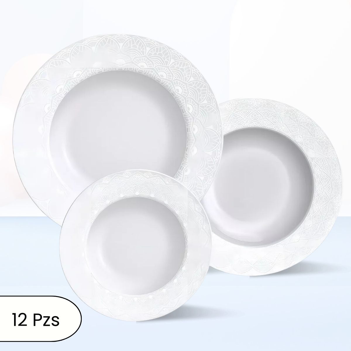 TRAMONTINA - Juego de Vajilla X12 Piezas Alicia Tramontina