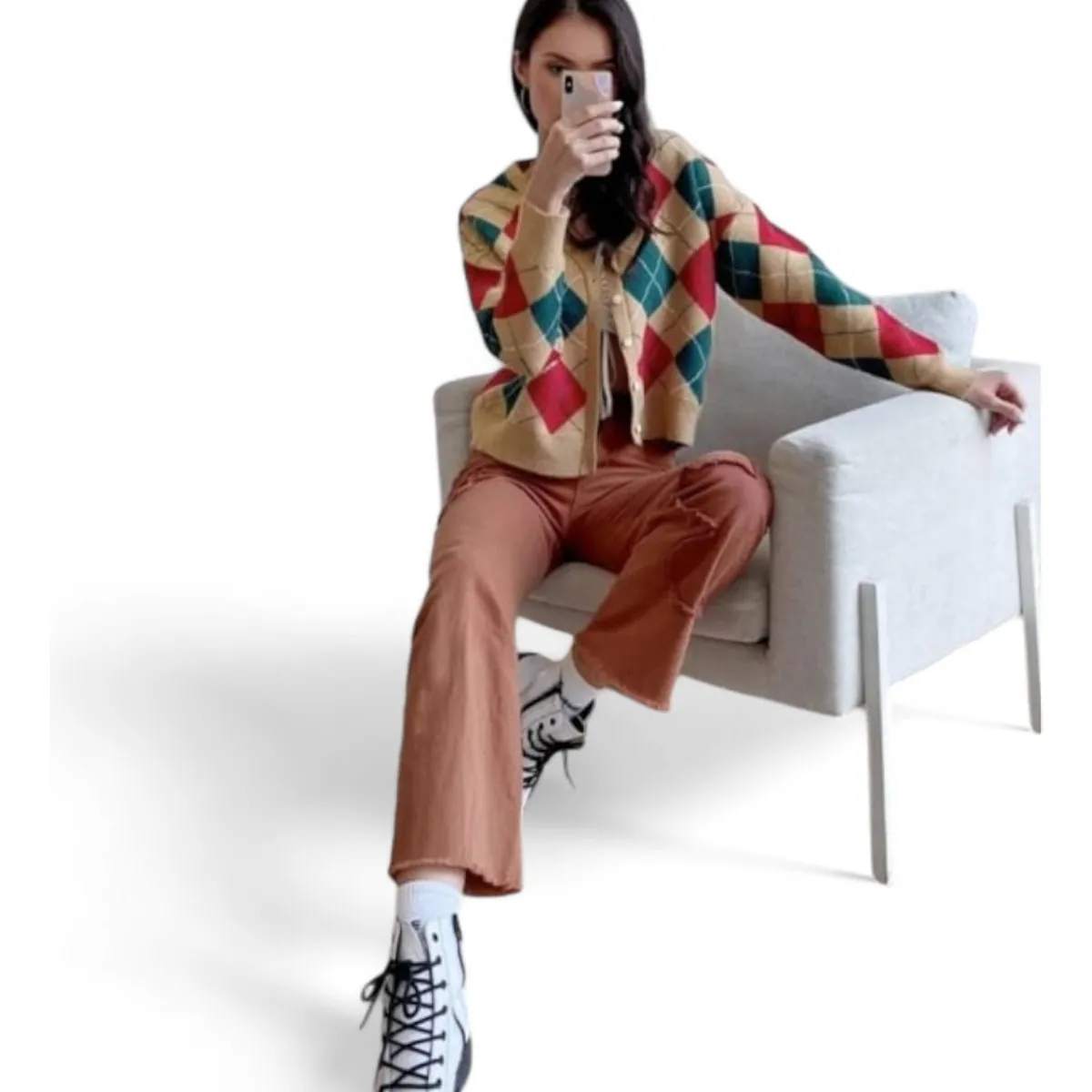 GENERICO - Chompa Mujer Rombo Importado Ev-45 Color Beige