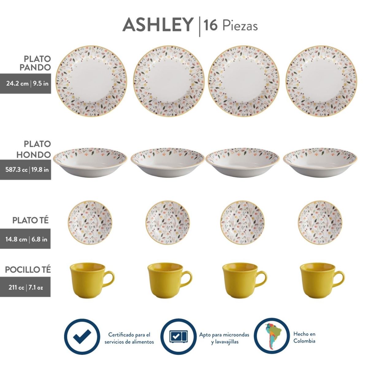 CORONA - Juego de Vajilla Ashley 16 Piezas Corona