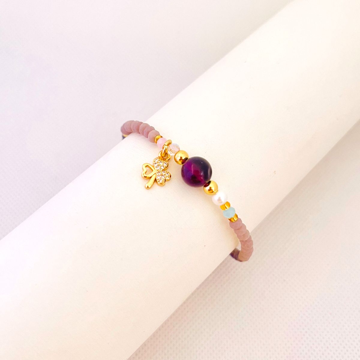 GENERICO - Pulsera Muranos Mostacillas Cuarzo y Acero - Paty