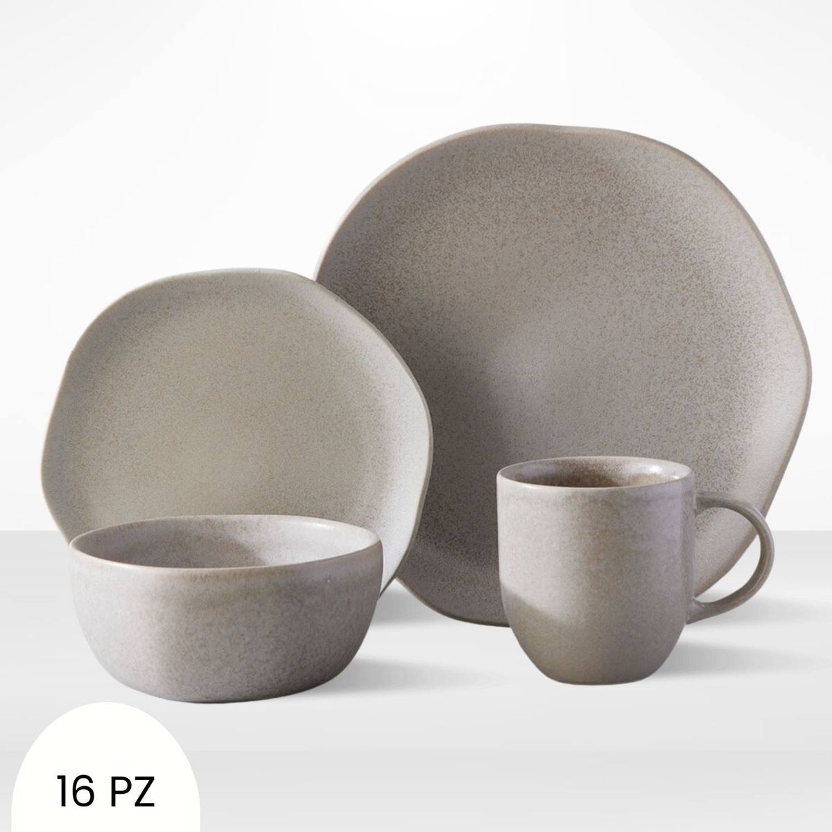 CORONA - Juego de Vajilla Cocreto Reactivo Gris 16 Piezas Corona