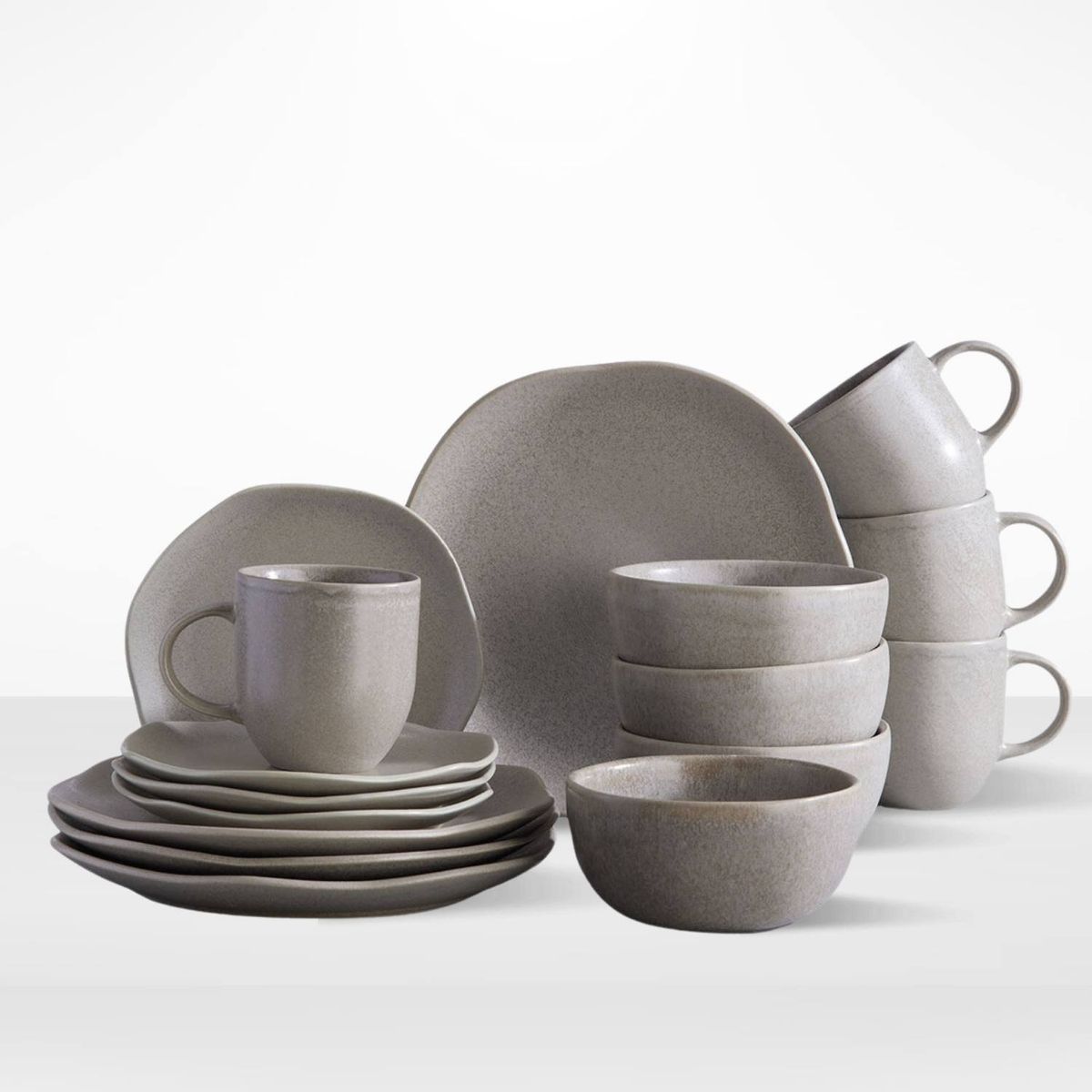 CORONA - Juego de Vajilla Cocreto Reactivo Gris 16 Piezas Corona