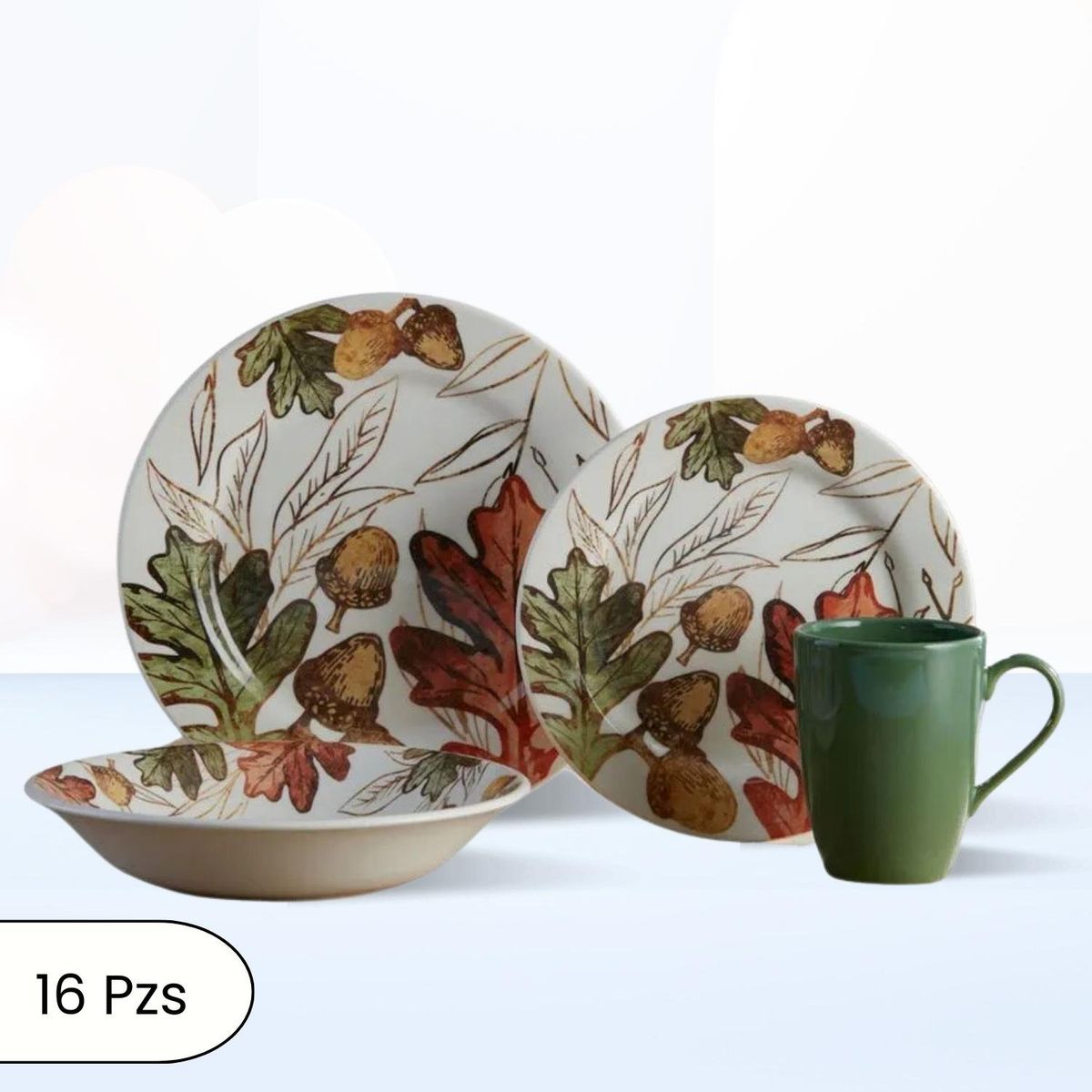 CORONA - Juego de Vajilla Castaña 16 Piezas Corona