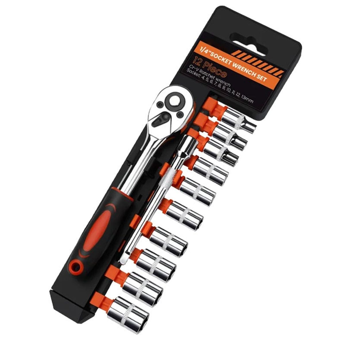 GENERICO - Llave Trinquete De Acero Al Cr-v De 1/4 Pulgada - 10 en 1