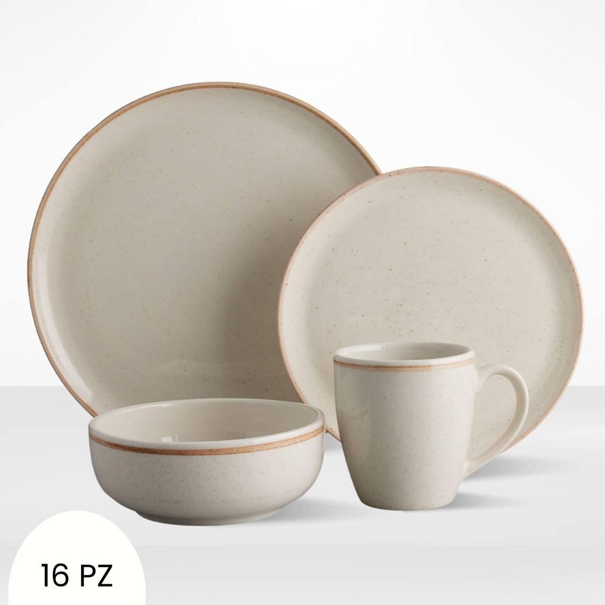 CORONA - Juego de Vajillas Caoba Beige 16 Piezas Corona