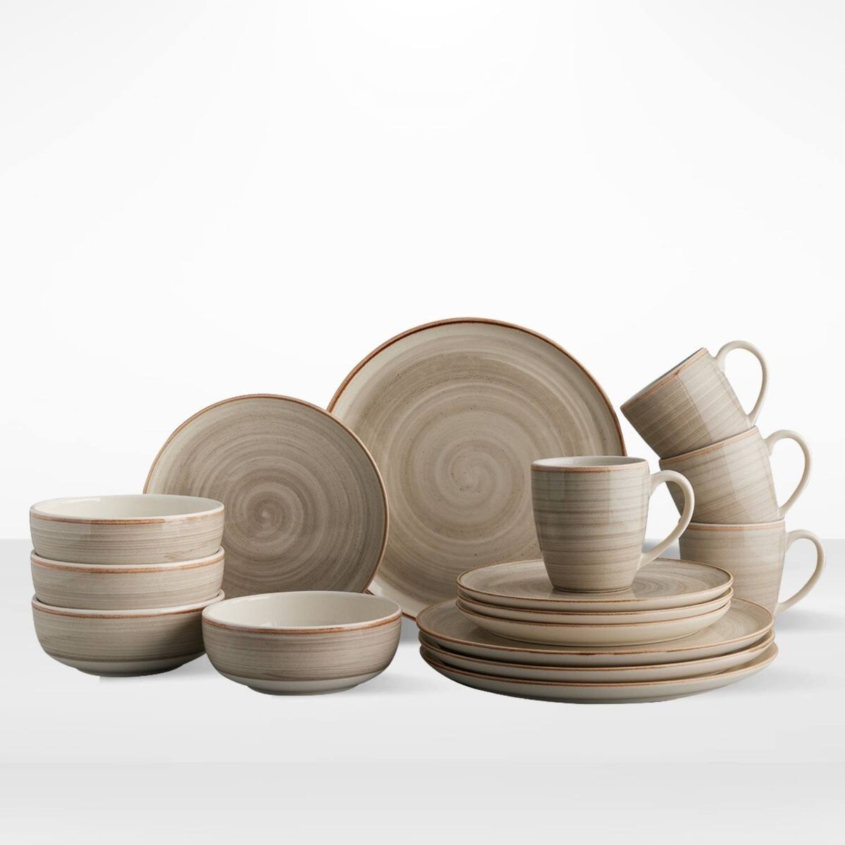 CORONA - Juego de Vajillas Caoba Gris 16 Piezas Corona