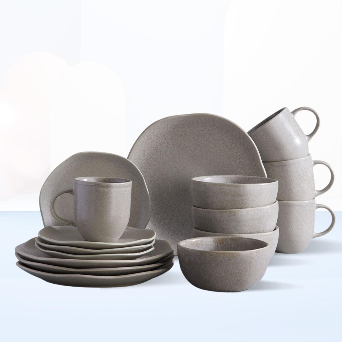 CORONA - Juego de Vajilla Cocreto Reactivo Gris 16 Piezas Corona