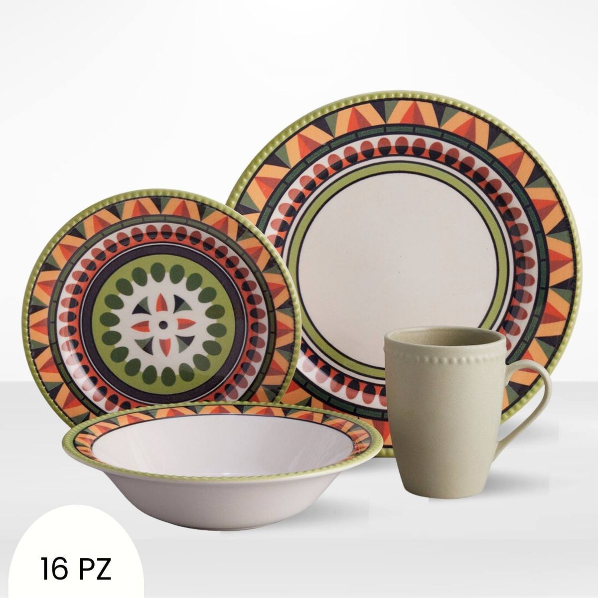 CORONA - Juego de Vajillas Etnica 16 Piezas Corona