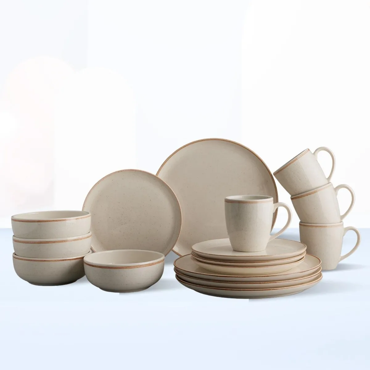 CORONA - Juego de Vajillas Caoba Beige 16 Piezas Corona