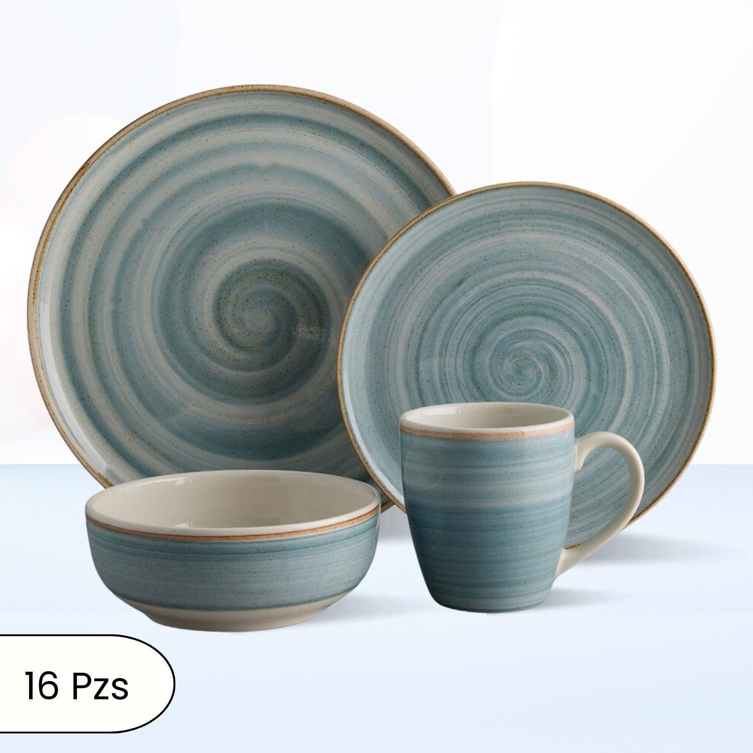 Juego de Vajillas Caoba Azul 16 Piezas Corona CORONA