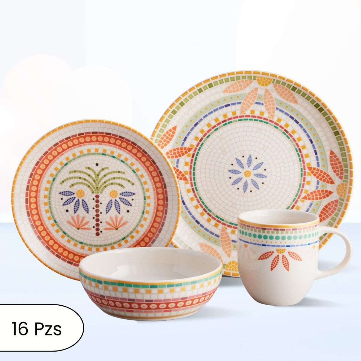 CORONA - Juego de Vajillas Fiore 16 Piezas Corona