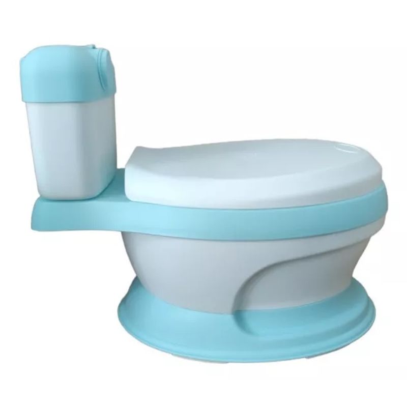 GENERICO - BACIN URINARIO EN FORMA DE INODORO PARA BEBE CELESTE MUSICAL