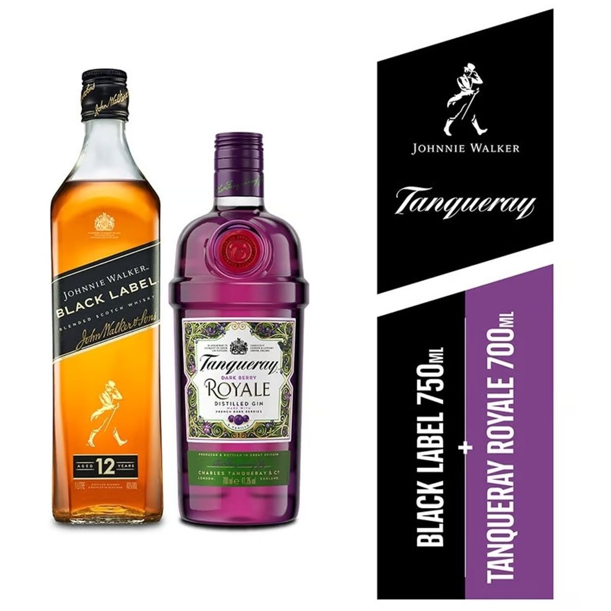 JOHNNIE WALKER - Whisky JOHNNIE WALKER BLACK LABEL 750ML + Royale 700ml