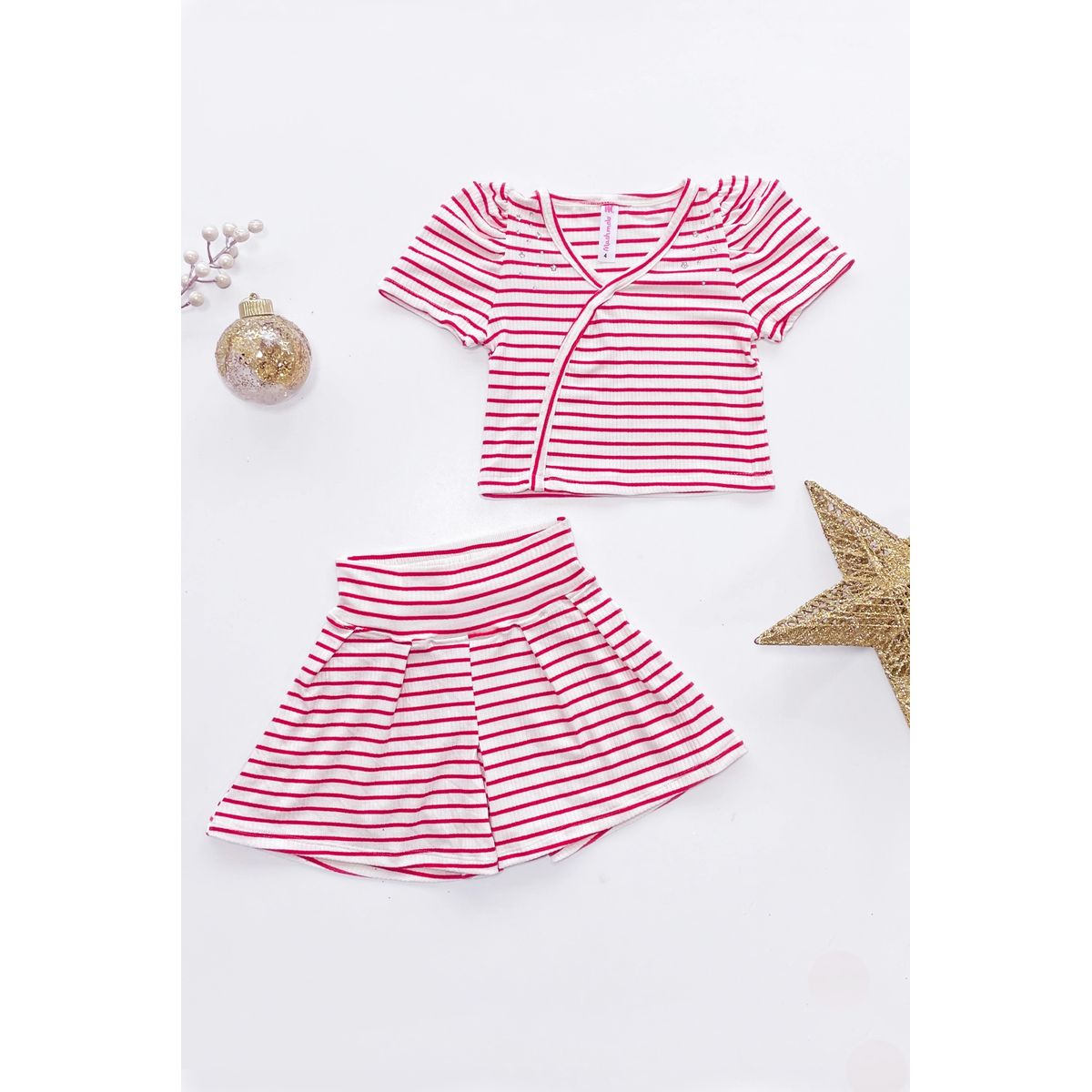 KIDS MASHMELO - Outfit de Polo en Rib y Falda Short para Niña - Kids Mashmelo