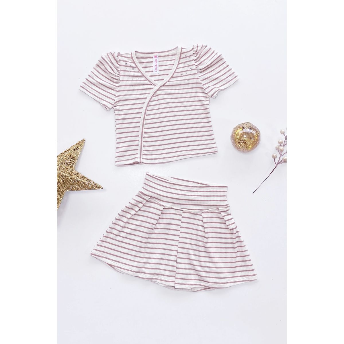 KIDS MASHMELO - Outfit de Polo en Rib y Falda Short para Niña - Kids Mashmelo