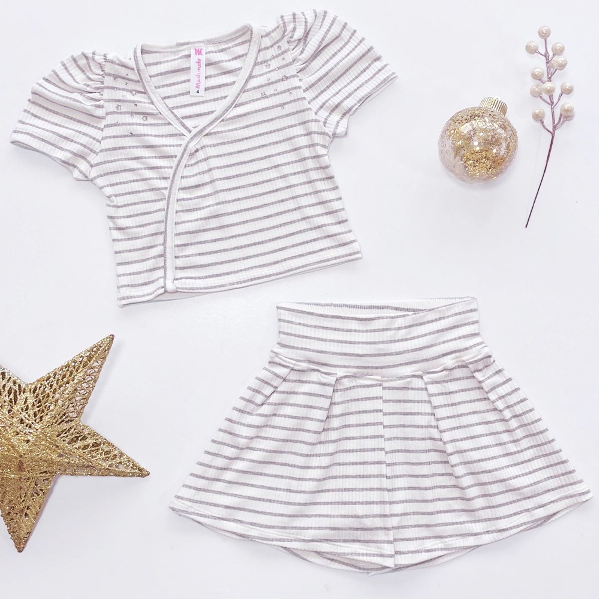 KIDS MASHMELO - Outfit de Polo en Rib y Falda Short para Niña - Kids Mashmelo