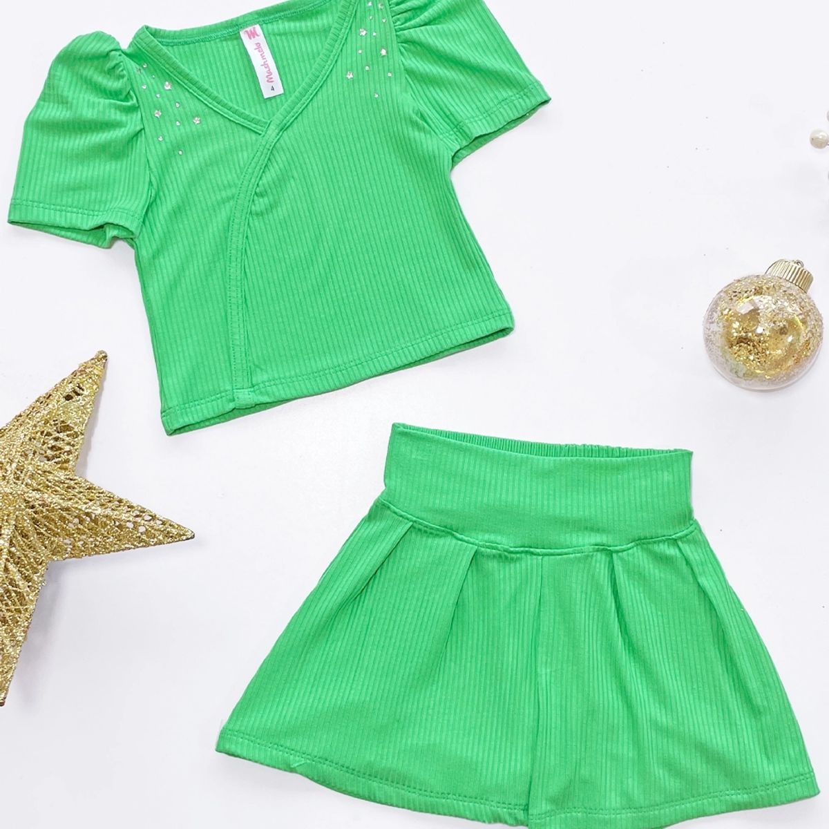 KIDS MASHMELO - Outfit de Polo en Rib y Falda Short para Niña - Kids Mashmelo