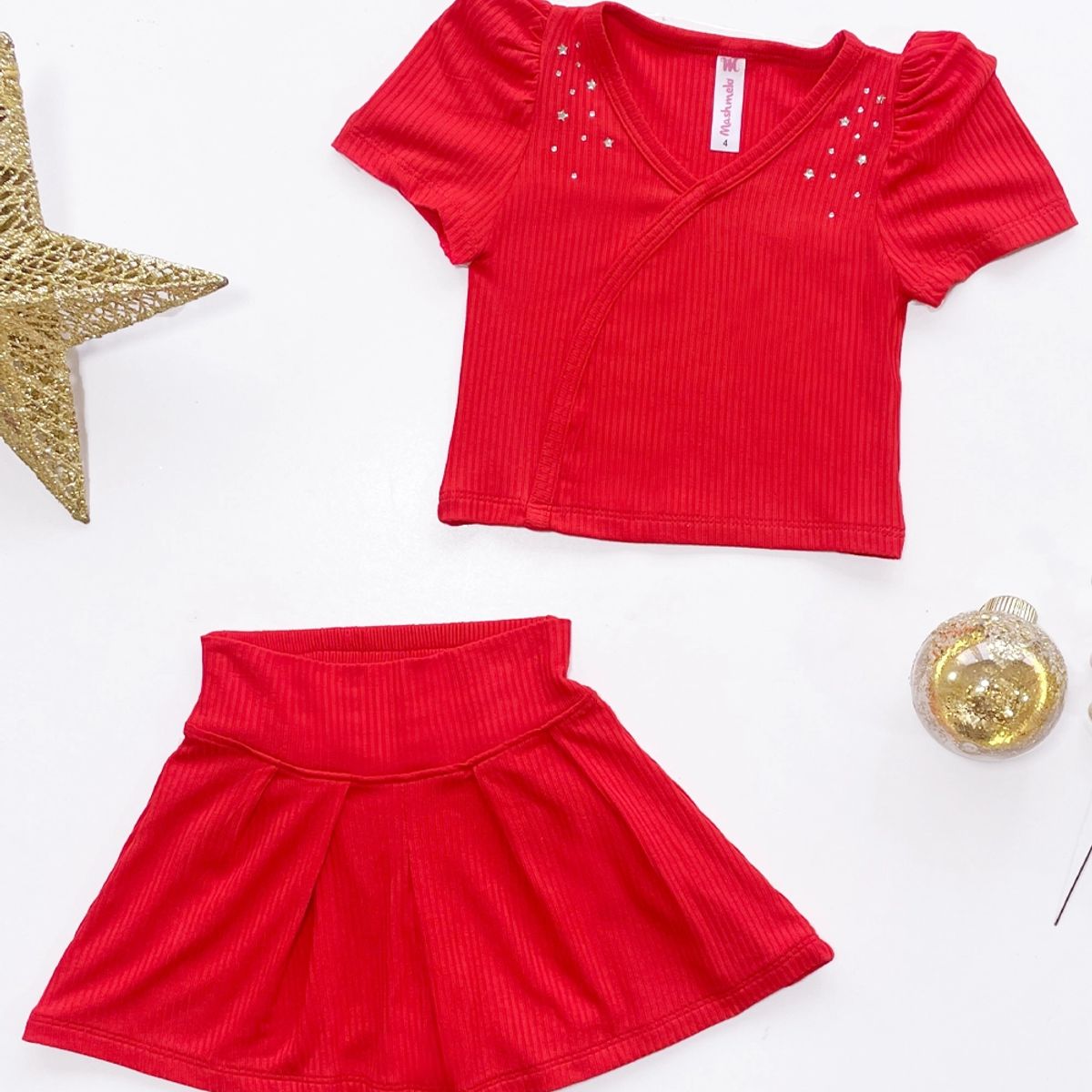 KIDS MASHMELO - Outfit de Polo en Rib y Falda Short para Niña - Kids Mashmelo