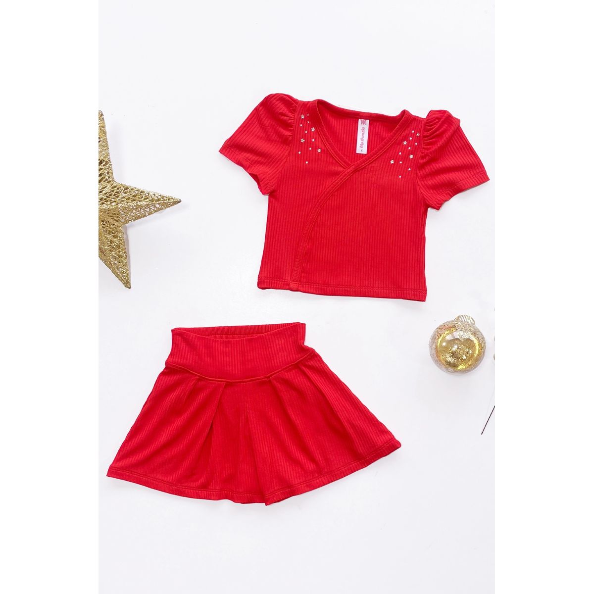 KIDS MASHMELO - Outfit de Polo en Rib y Falda Short para Niña - Kids Mashmelo