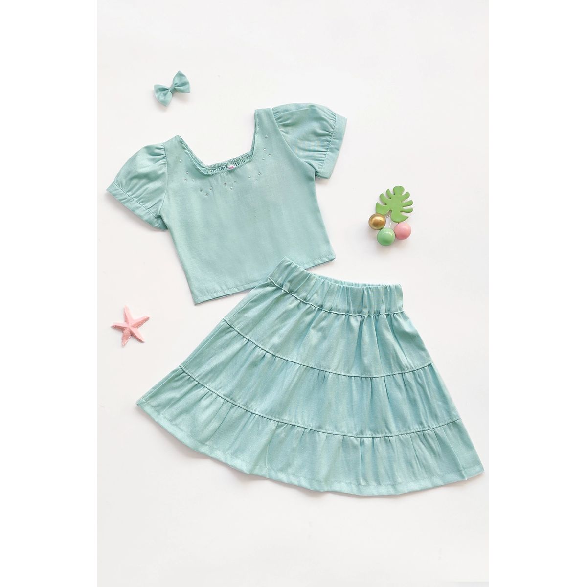 KIDS MASHMELO - Outfit de Top con Falda Larga en Oxford para Niña - Kids Mahmelo