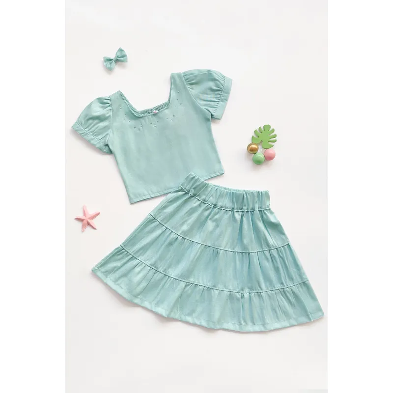 KIDS MASHMELO - Outfit de Top con Falda Larga en Oxford para Niña - Kids Mahmelo