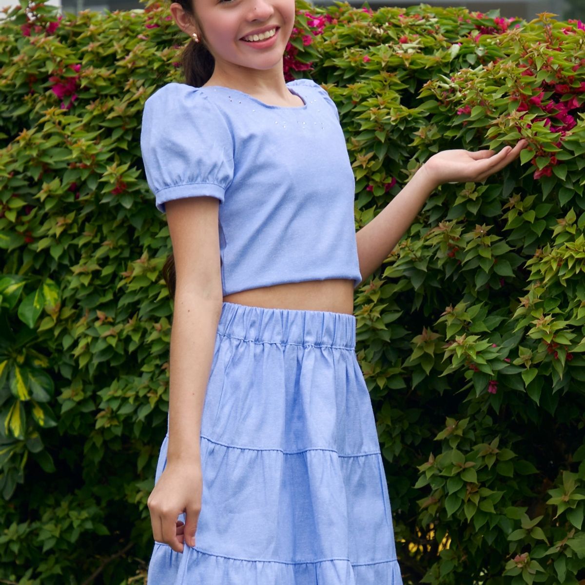 KIDS MASHMELO - Outfit de Top con Falda Larga en Oxford para Niña - Kids Mahmelo