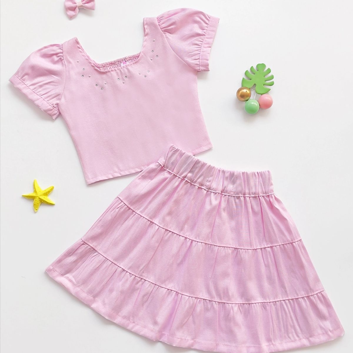 KIDS MASHMELO - Outfit de Top con Falda Larga en Oxford para Niña - Kids Mahmelo