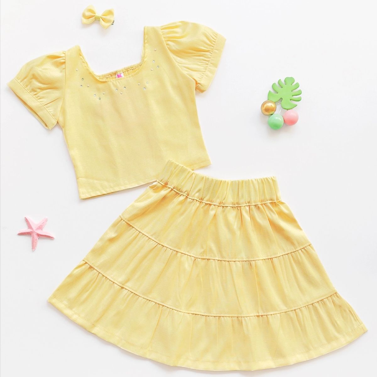 KIDS MASHMELO - Outfit de Top con Falda Larga en Oxford para Niña - Kids Mahmelo