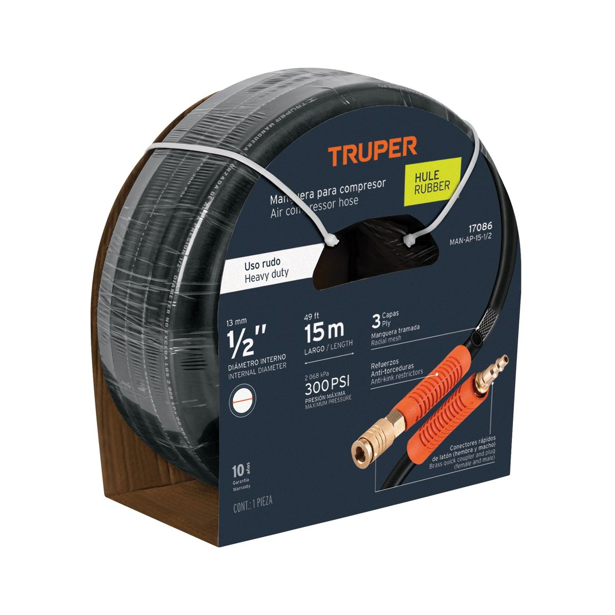 TRUPER - Manguera 1/2" x 15m Hule para Compresora 17086 Truper
