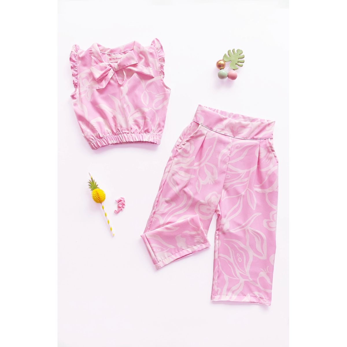 KIDS MASHMELO - Outfit de Seda Mate con Pantalon y Top para Niña - Kids Mahmelo
