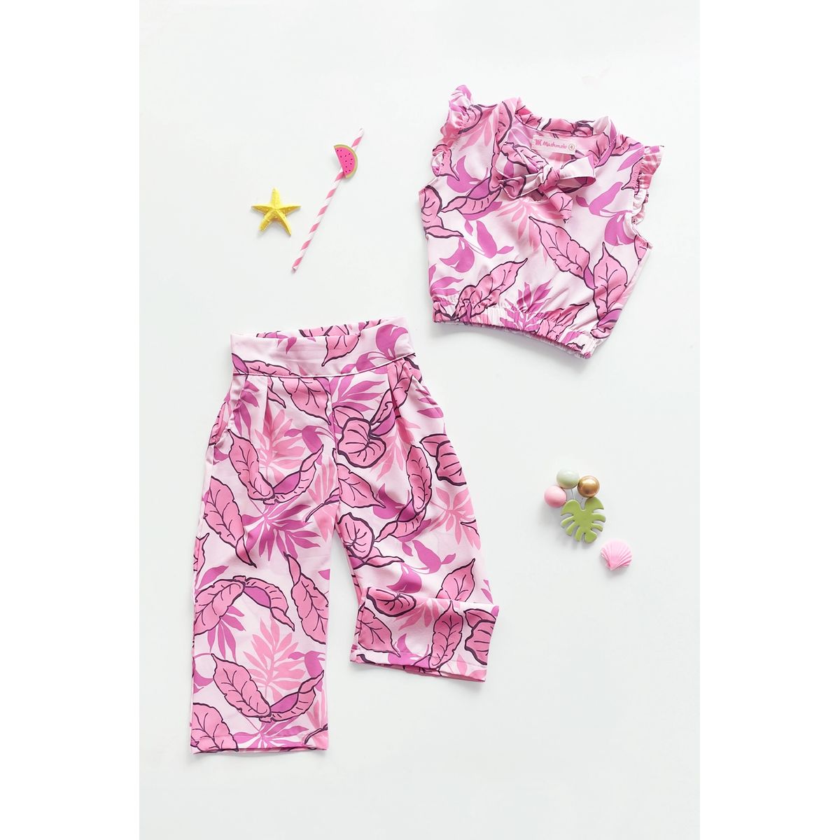 KIDS MASHMELO - Outfit de Seda Mate con Pantalon y Top para Niña - Kids Mahmelo