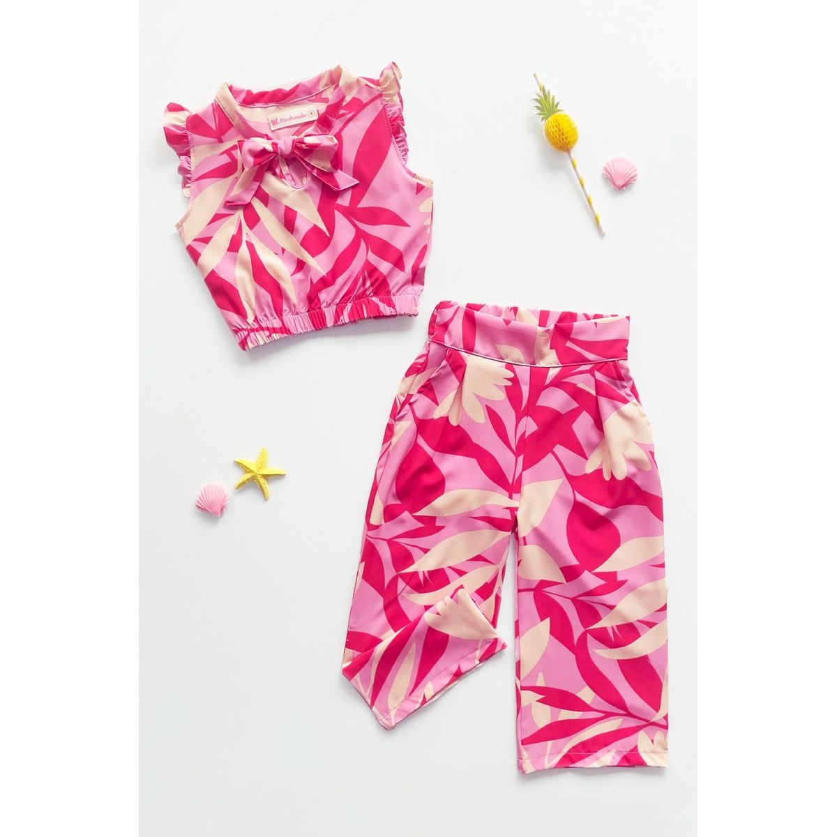 KIDS MASHMELO - Outfit de Seda Mate con Pantalon y Top para Niña - Kids Mahmelo