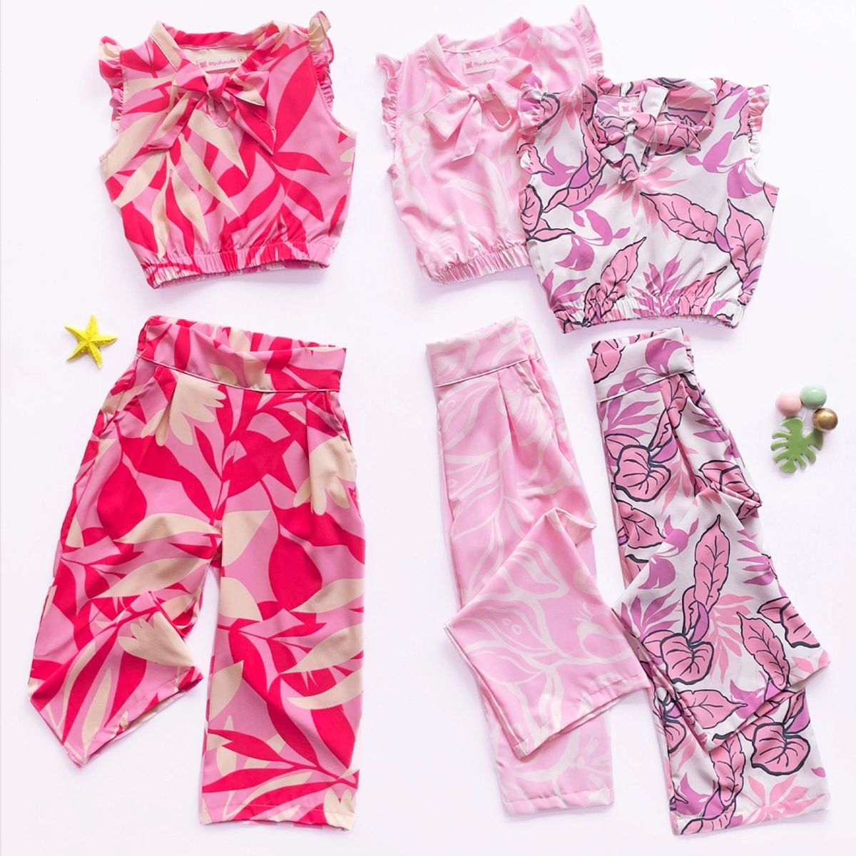 KIDS MASHMELO - Outfit de Seda Mate con Pantalon y Top para Niña - Kids Mahmelo