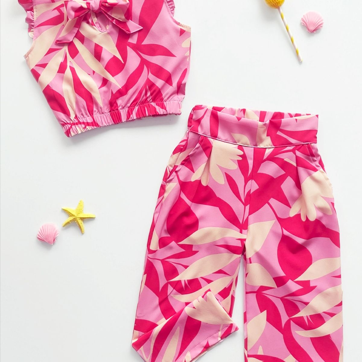 KIDS MASHMELO - Outfit de Seda Mate con Pantalon y Top para Niña - Kids Mahmelo